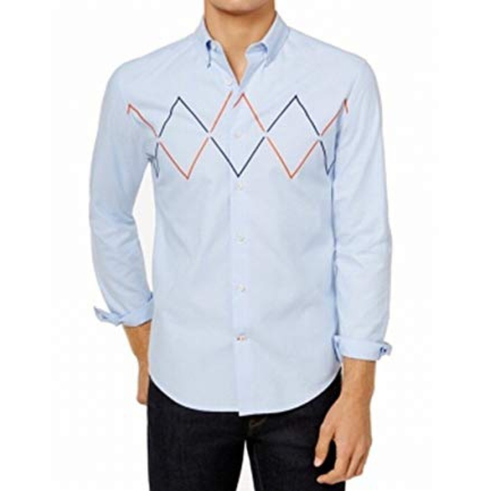 Tommy Hilfiger Custom Fit Blue Diamond Shirt XXL